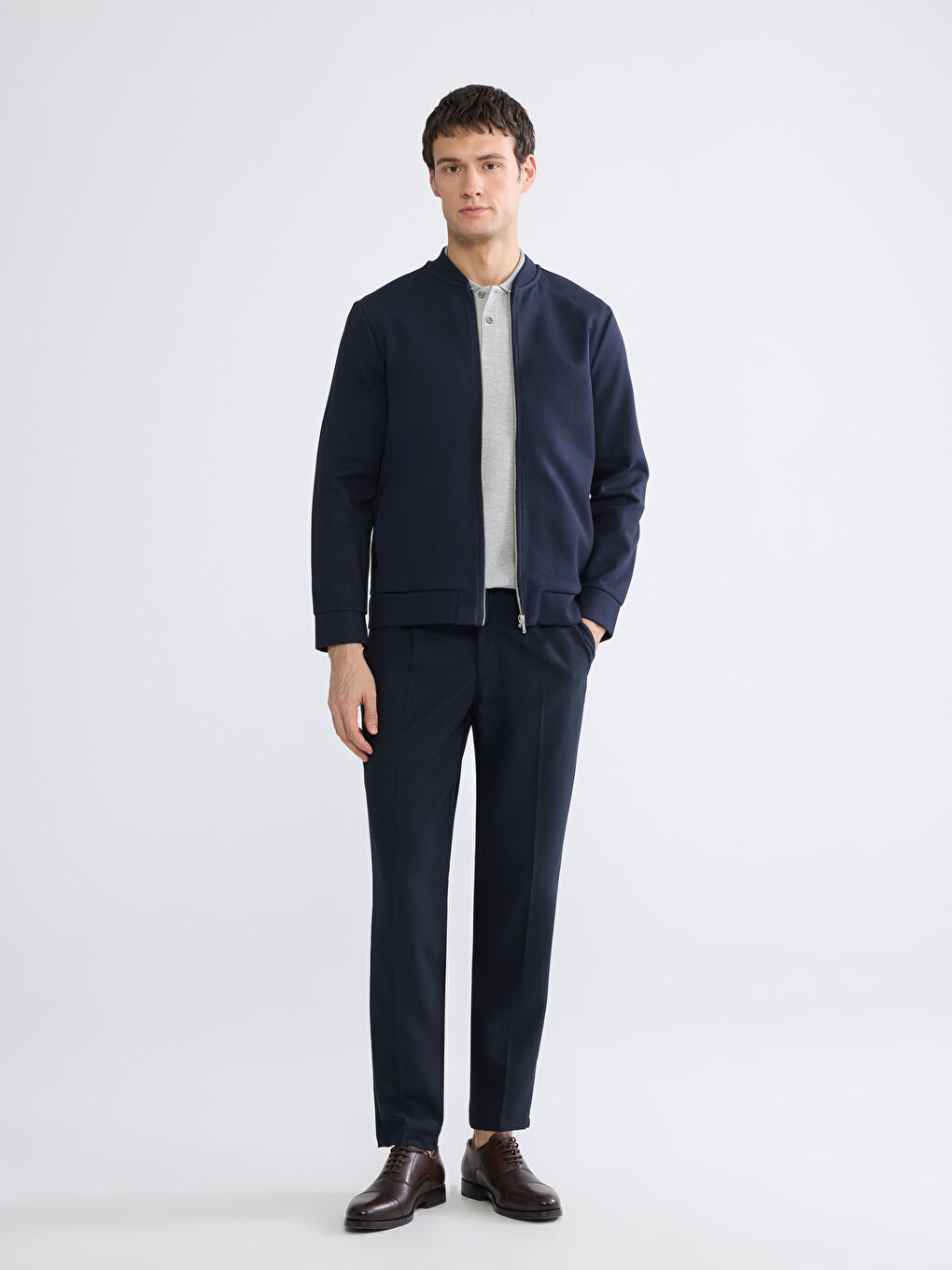 Men's Zip-Up Sweatshirt with a Varsity Collar-1