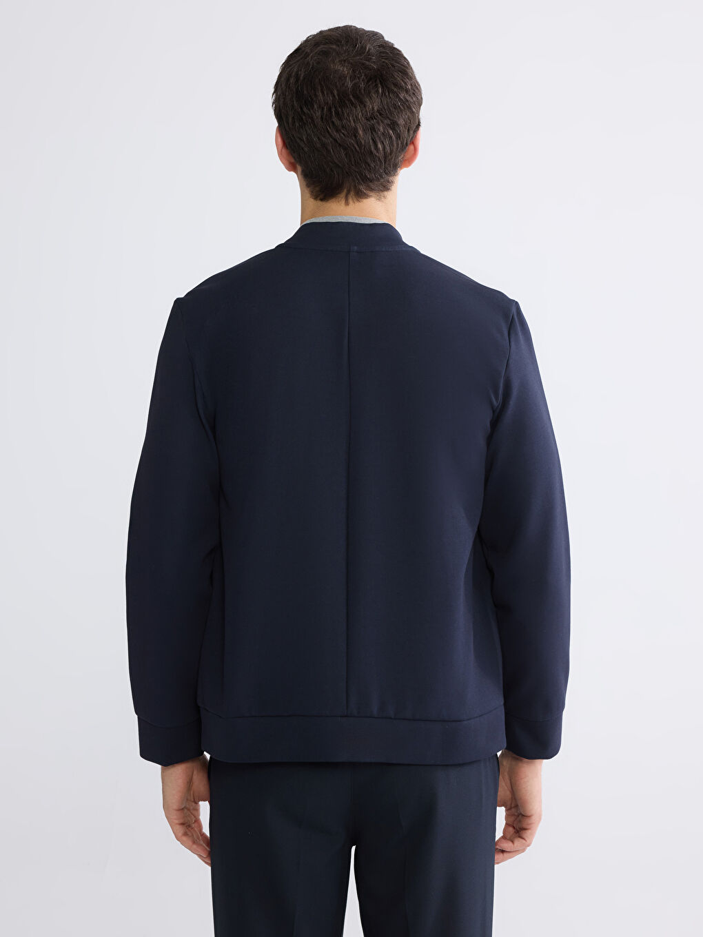 Men's Zip-Up Sweatshirt with a Varsity Collar-3