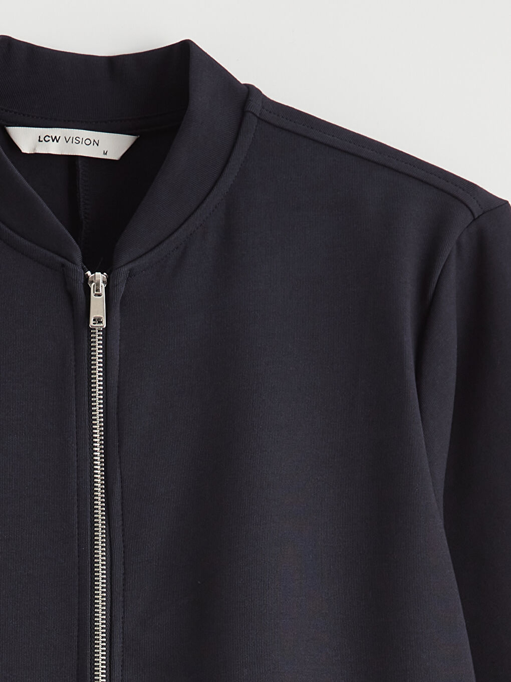 Lacivert Kolej Yaka Erkek Fermuarlı Sweatshirt-1