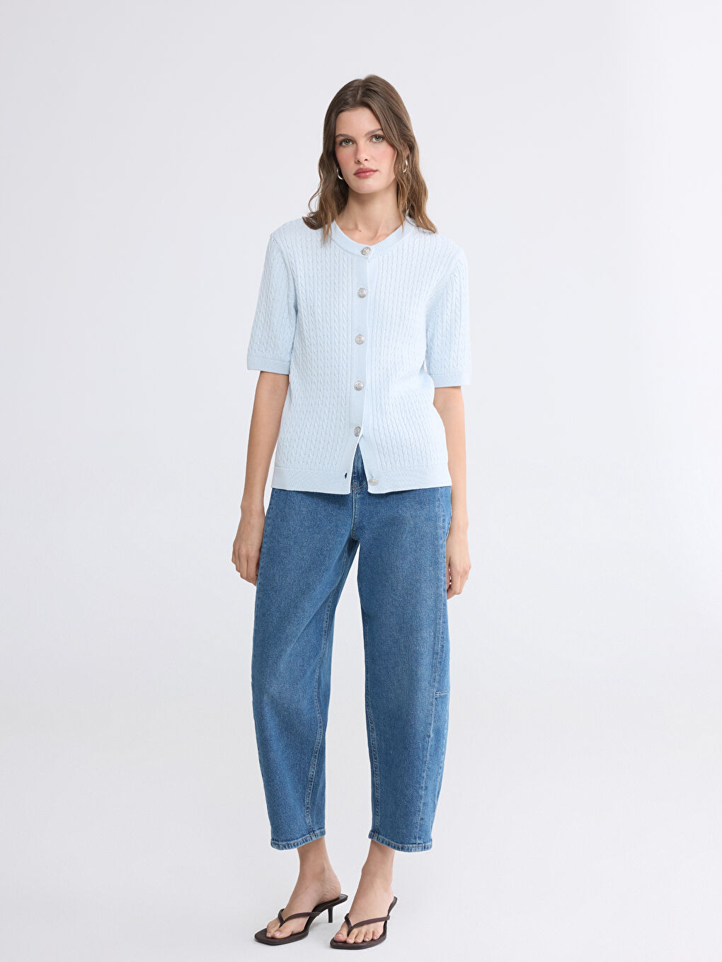 İndigo Barrel Fit Kadın Jean Pantolon-1