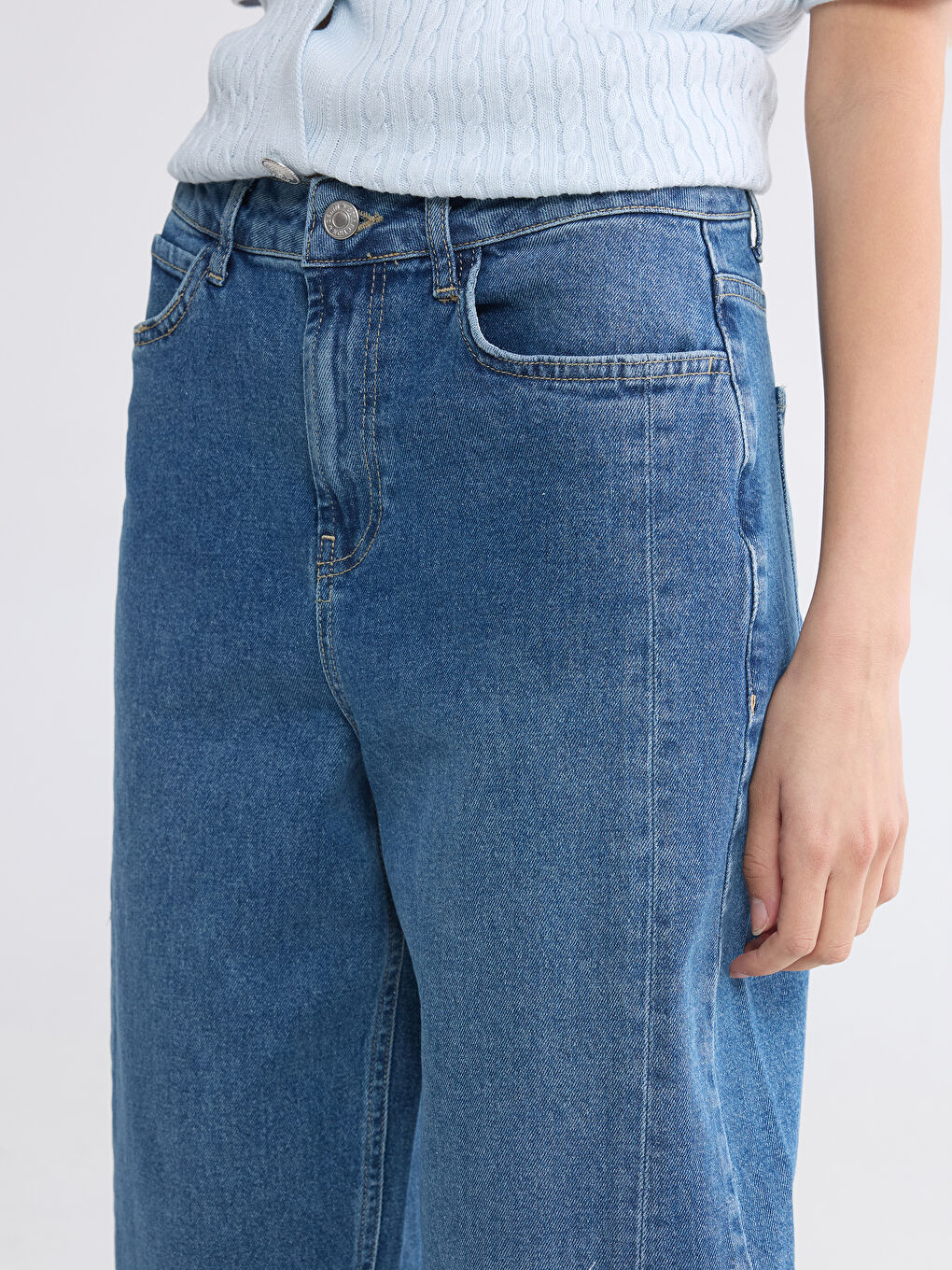 İndigo Barrel Fit Kadın Jean Pantolon-3