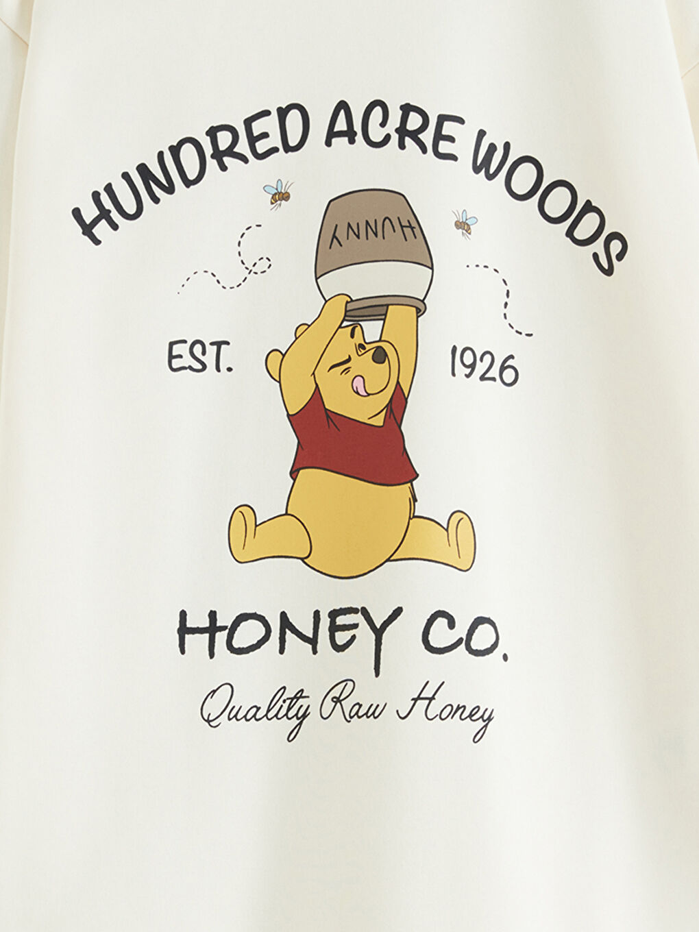 Bej Winnie the Pooh Baskılı Oversize Kadın Sweatshirt-1
