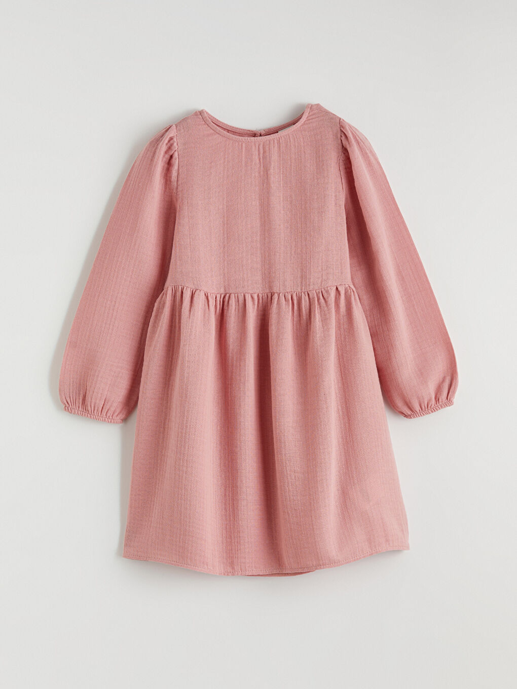 Pembe Bisiklet Yaka Uzun Kollu Kız Çocuk Elbise