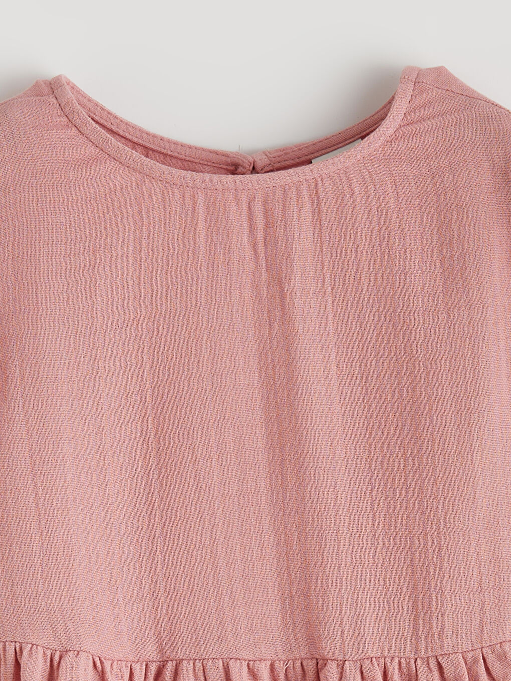 Pembe Bisiklet Yaka Uzun Kollu Kız Çocuk Elbise-1