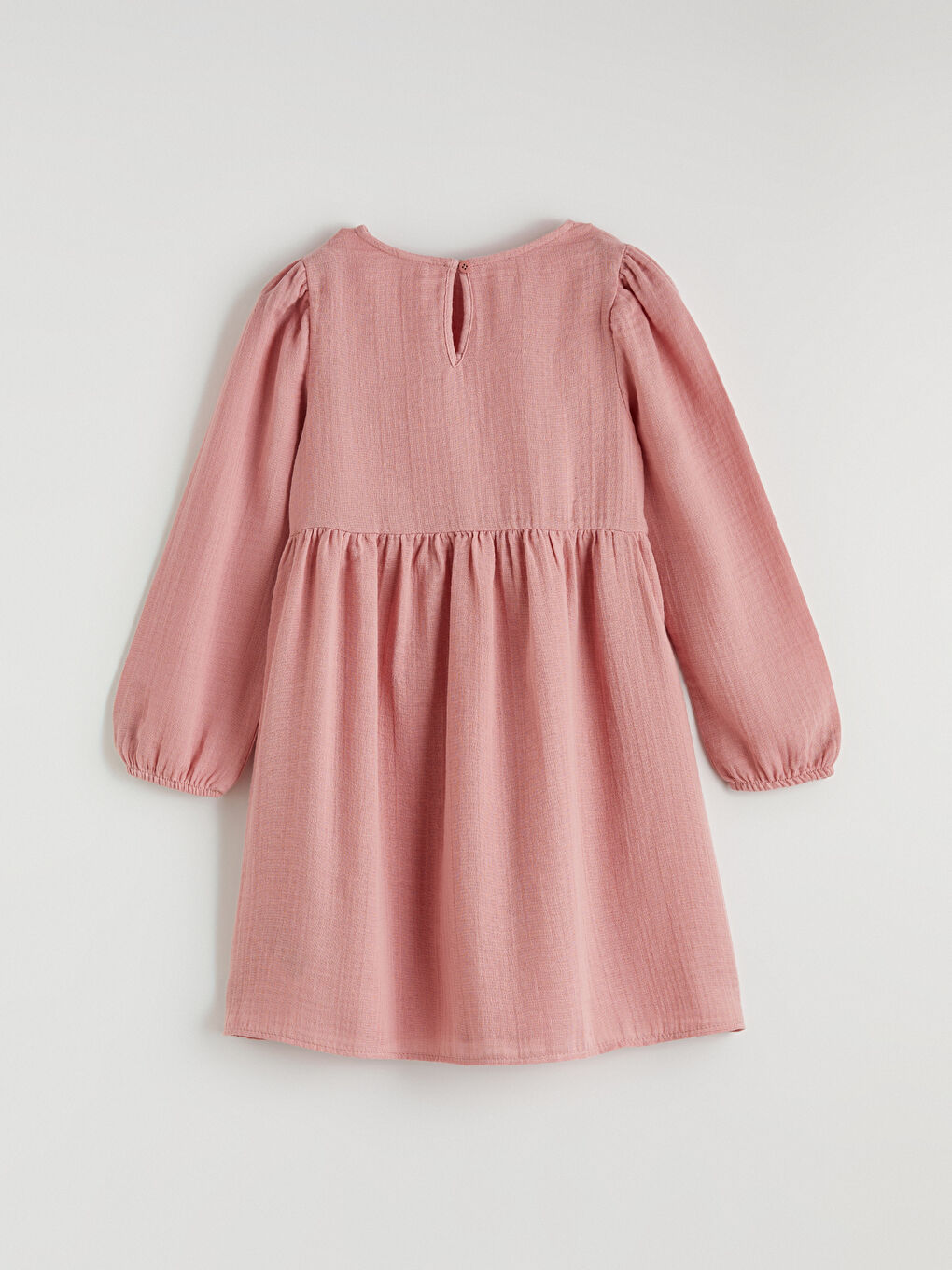 Pembe Bisiklet Yaka Uzun Kollu Kız Çocuk Elbise-2