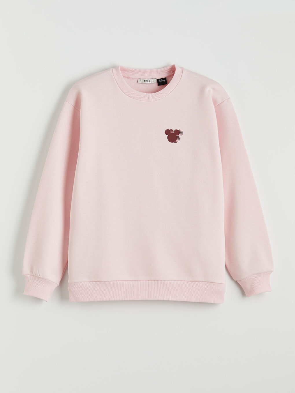 Pembe Mickey Mouse Baskılı Kadın Kalın Sweatshirt-4