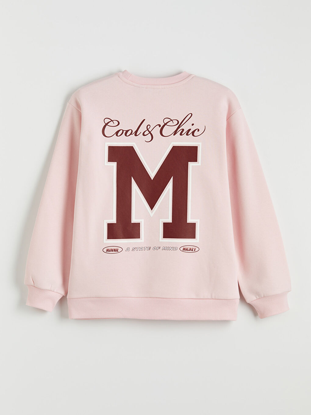 Pembe Mickey Mouse Baskılı Kadın Kalın Sweatshirt-5