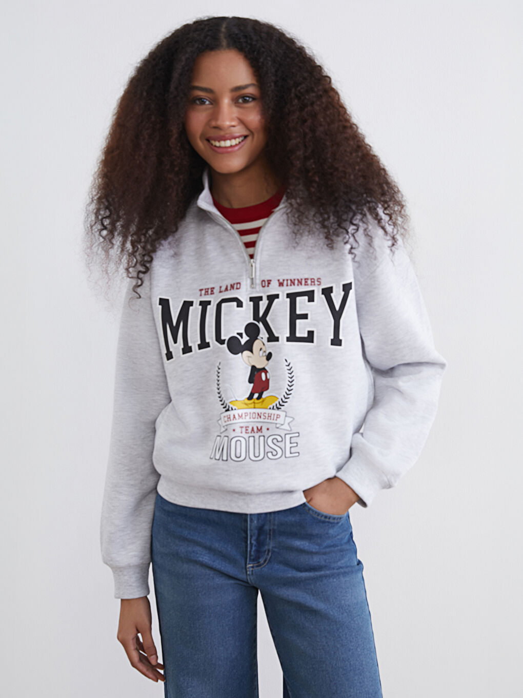 Mickey Mouse Printed Women's Thick Sweatshirt