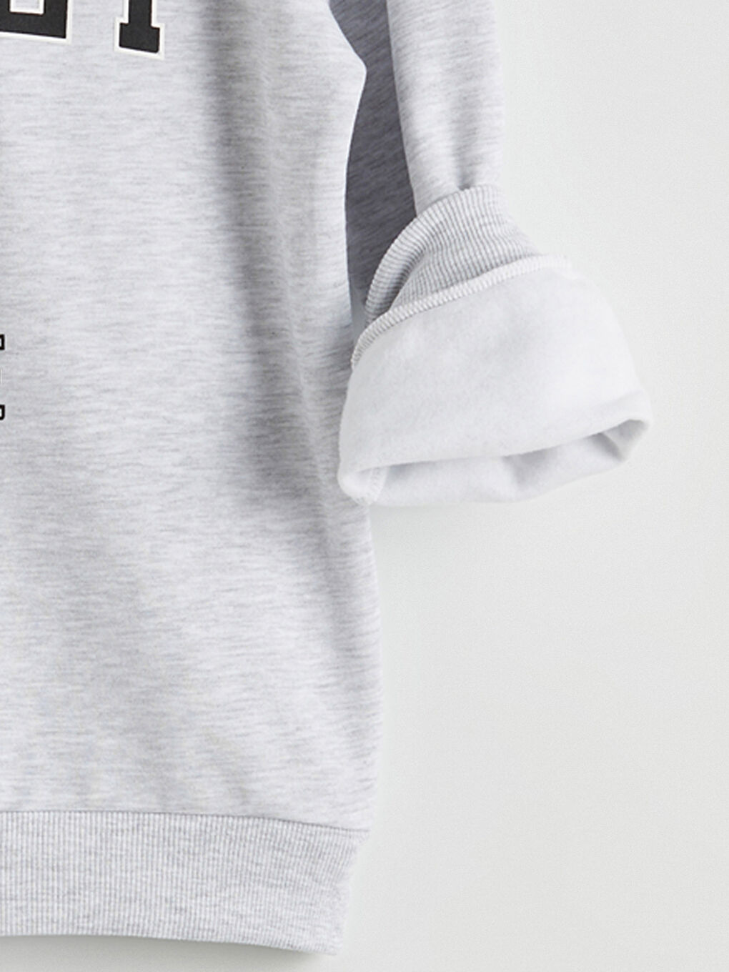 Gri Mickey Mouse Baskılı Kadın Kalın Sweatshirt-1