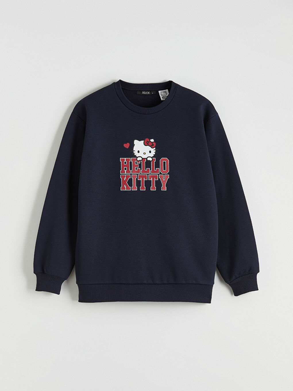 Lacivert Hello Kitty Baskılı Kadın Kalın Sweatshirt-4
