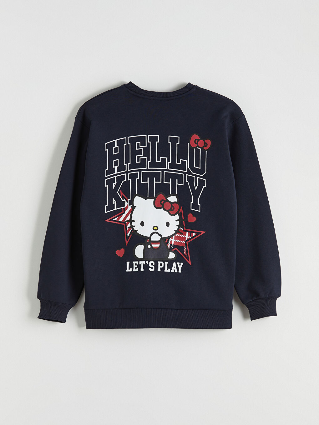 Lacivert Hello Kitty Baskılı Kadın Kalın Sweatshirt-6