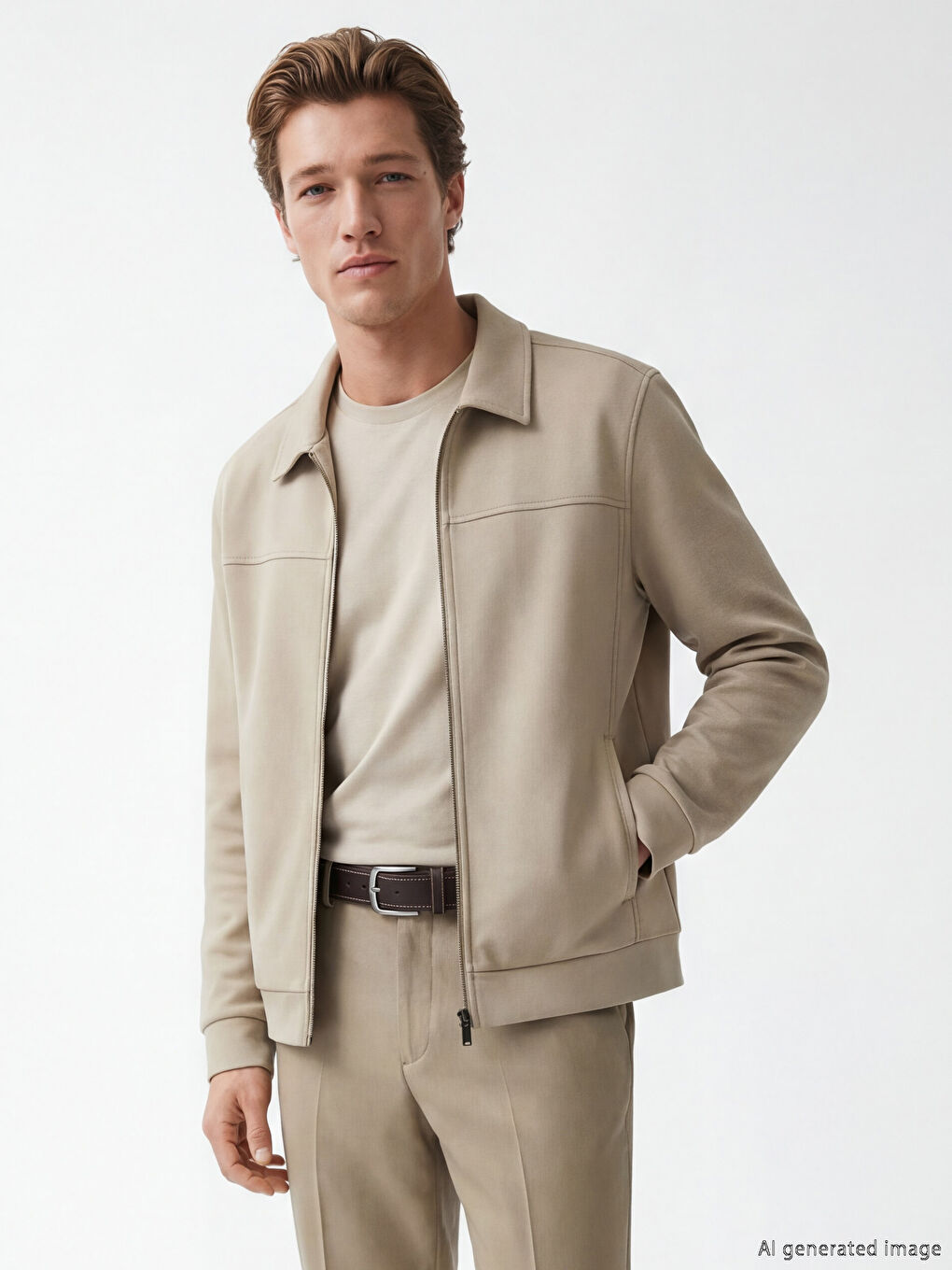 Bej Standart Kalıp Erkek Ceket