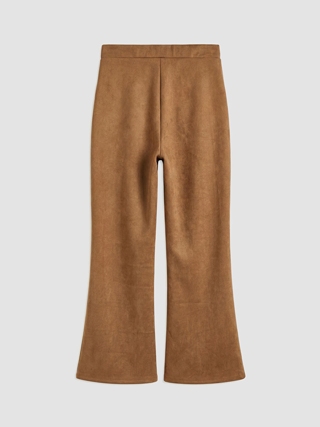 Kahverengi İspanyol Paça Kadın Süet Görünümlü Pantolon-1