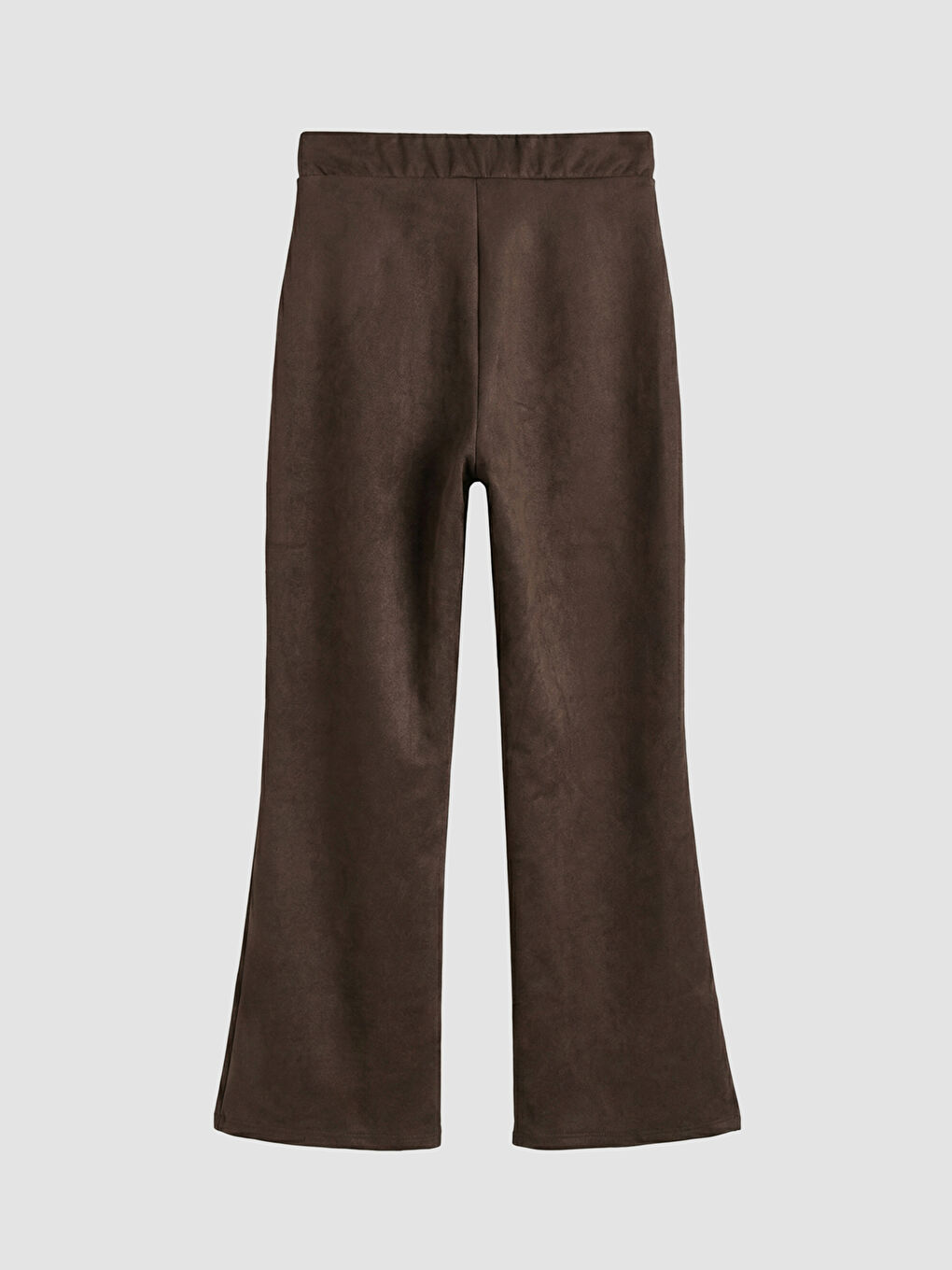 Kahverengi İspanyol Paça Kadın Süet Görünümlü Pantolon-5