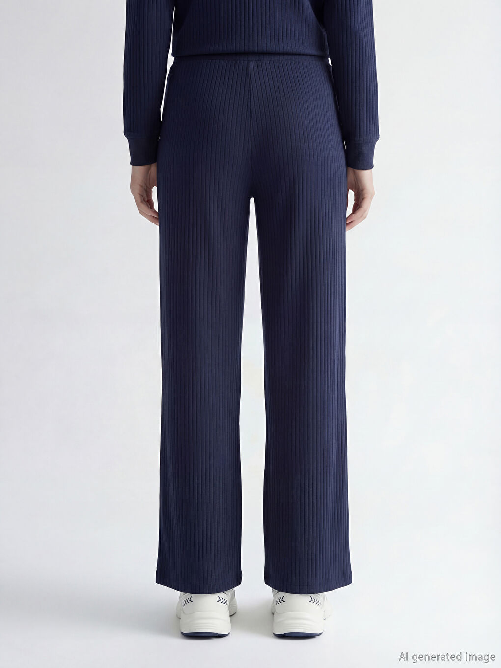 Lacivert Çizgili Soft Touch Kadın Eşofman Altı-3