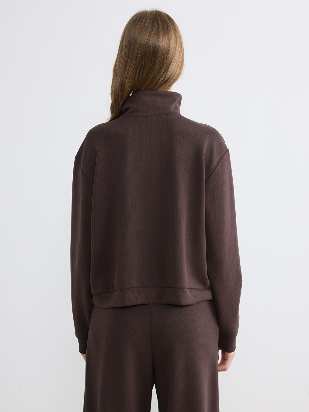 Kahverengi Soft Touch Oversize Kadın Sweatshirt	-4