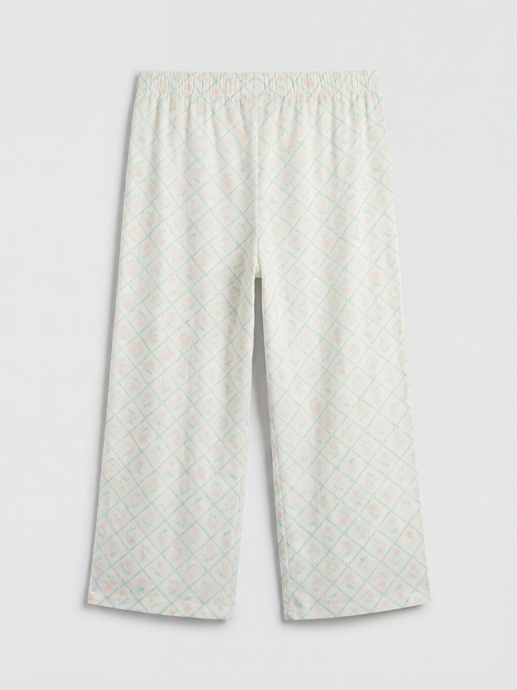 Ekru Desenli Kadın Kapri Pijama Alt-4