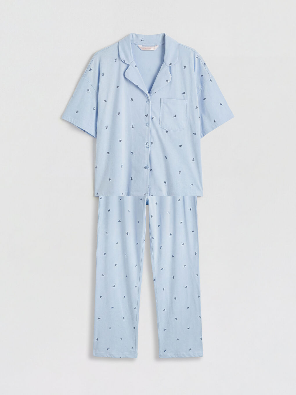 Collared Neck Printed Women's Pyjamas Set-4