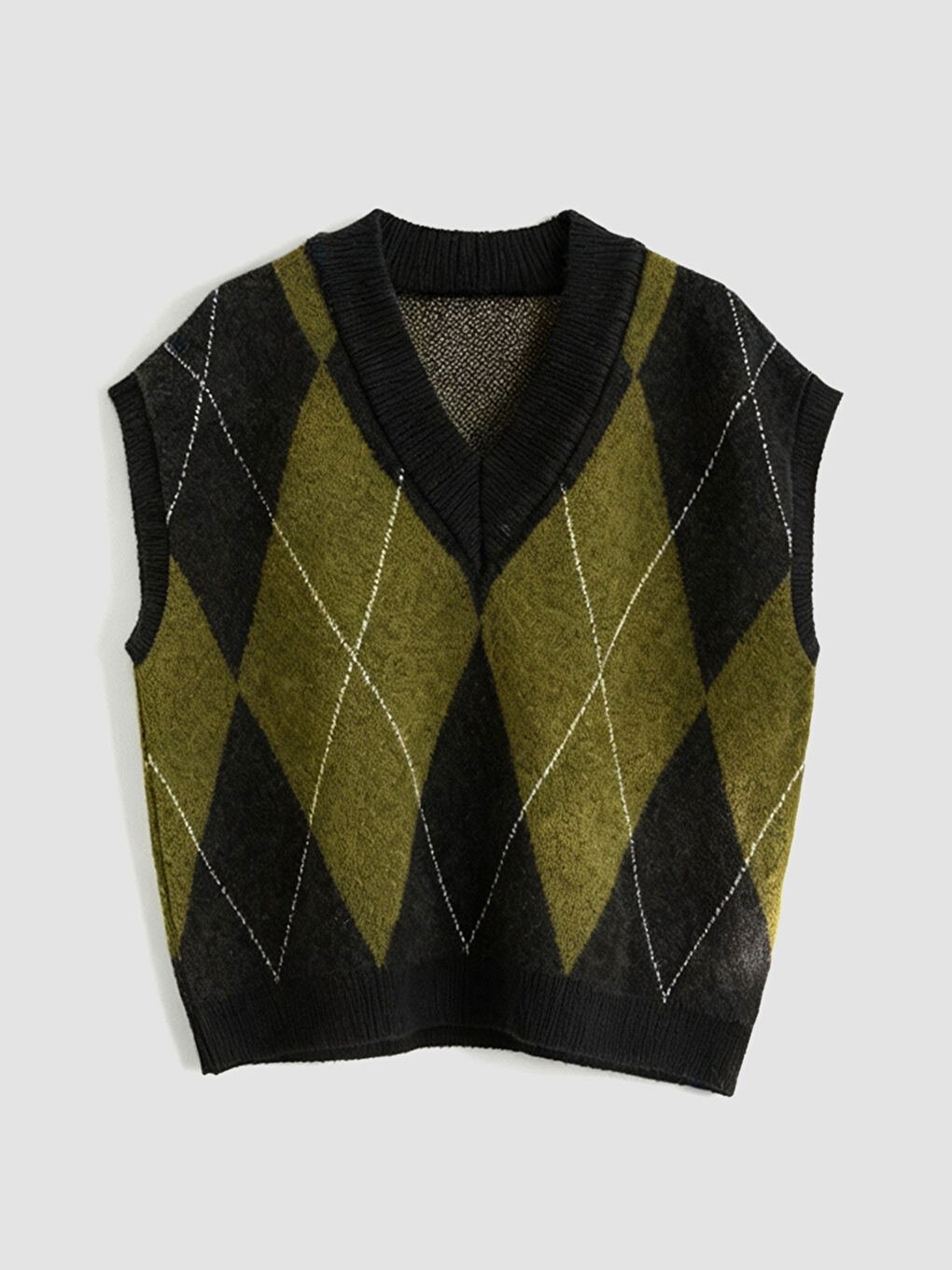 Siyah Baklava Desenli Kadın Triko Süveter-4