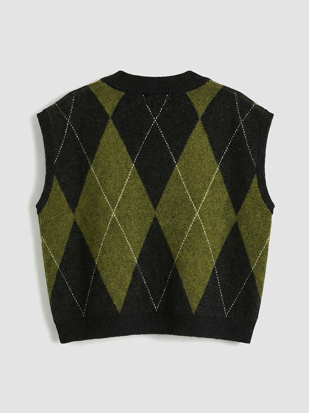 Siyah Baklava Desenli Kadın Triko Süveter-5