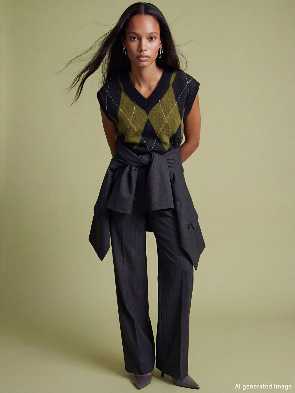 Žena CRNA Prsluk od pletiva-1