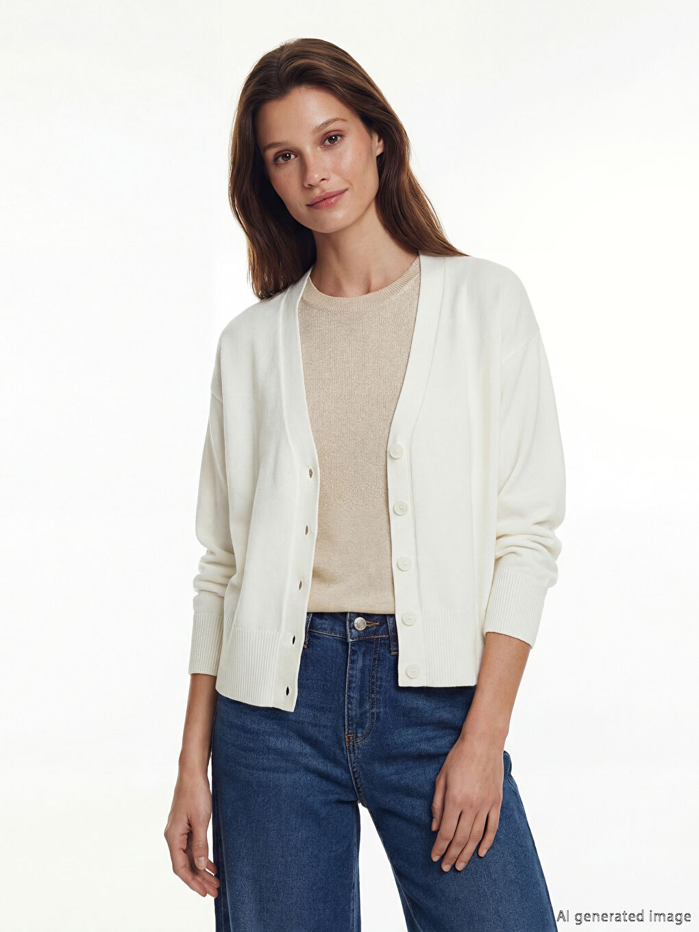 V Neck Women's Knitted Cardigan