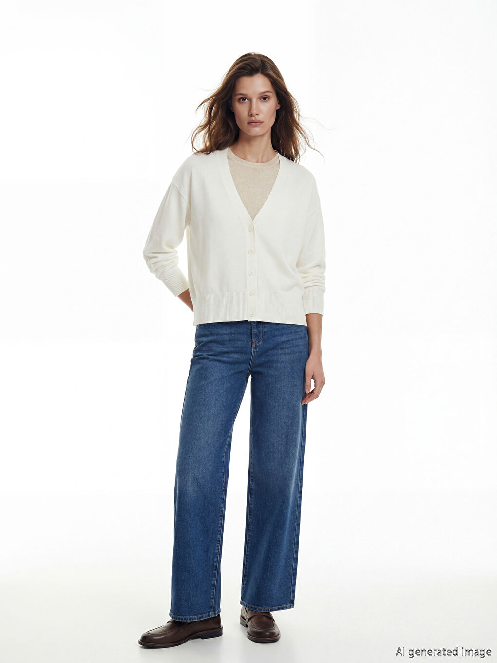 V Neck Women's Knitted Cardigan-1