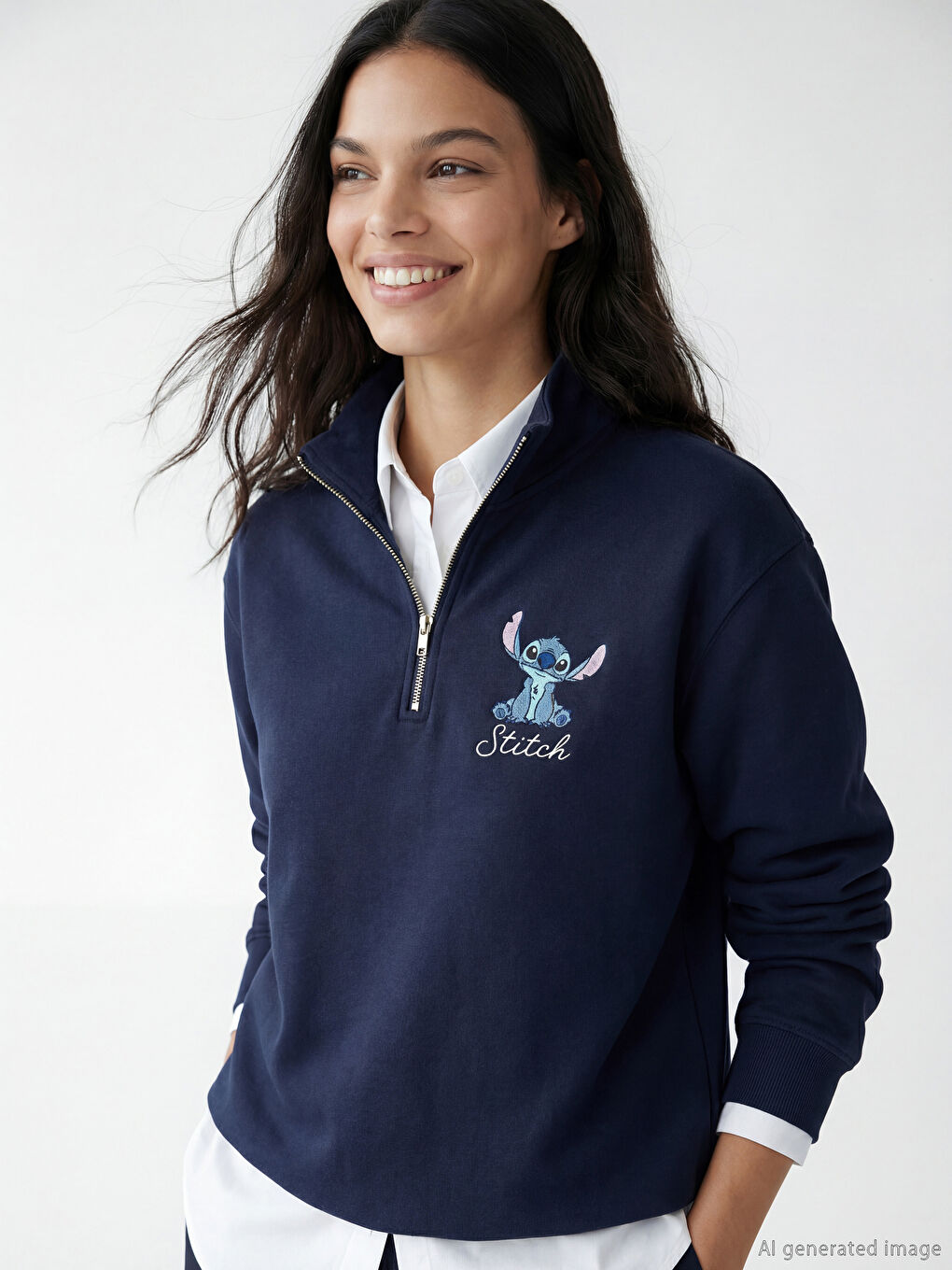 стич принтті оверсайз әйелдерге арналған қалың свитшот