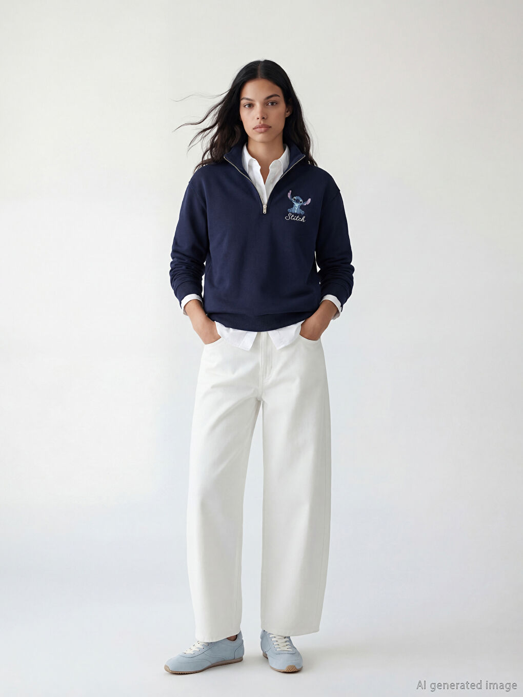 стич принтті оверсайз әйелдерге арналған қалың свитшот-1