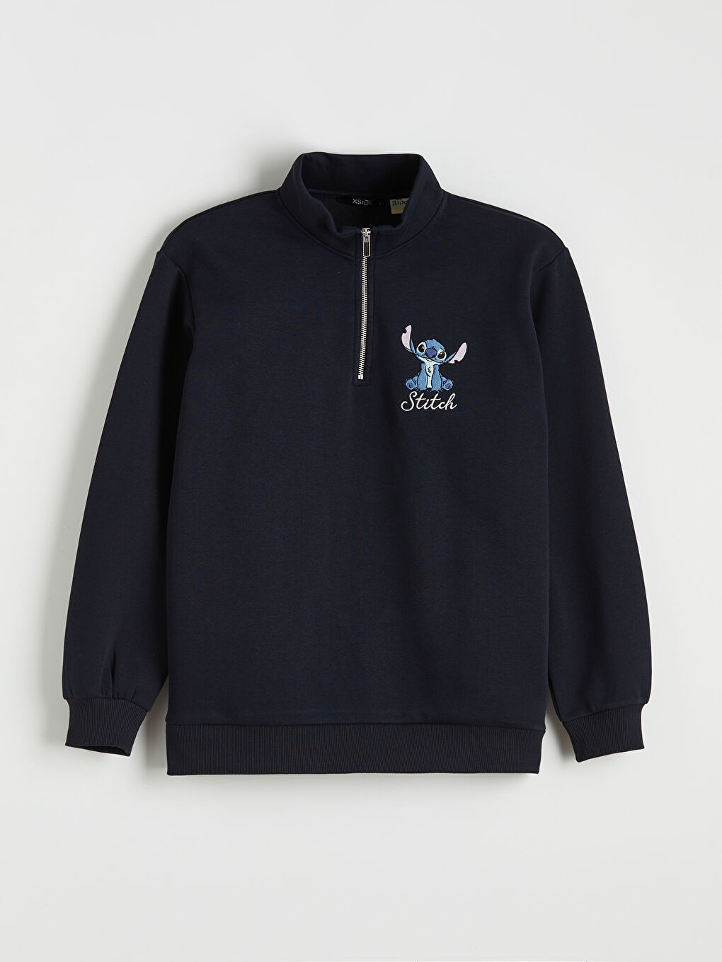Lacivert Stitch Baskılı Oversize Kadın Kalın Sweatshirt
