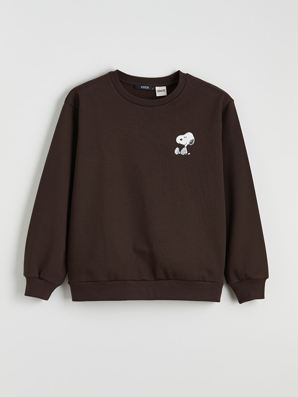Kahverengi Snoopy Baskılı Oversize Kadın Kalın Sweatshirt