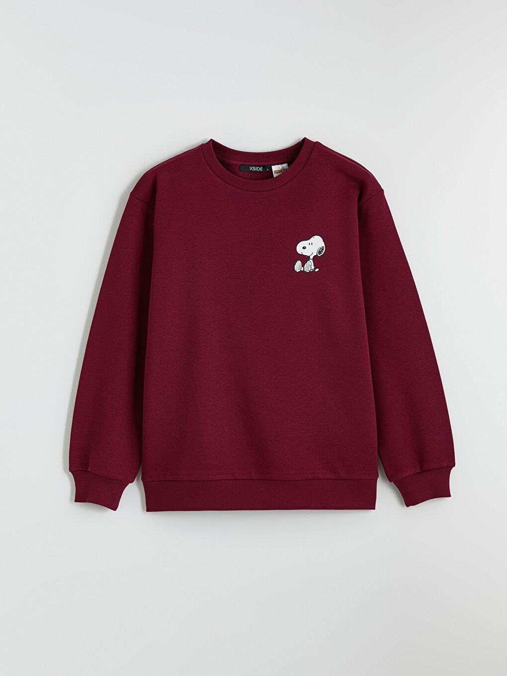 Bordo Snoopy Baskılı Oversize Kadın Kalın Sweatshirt