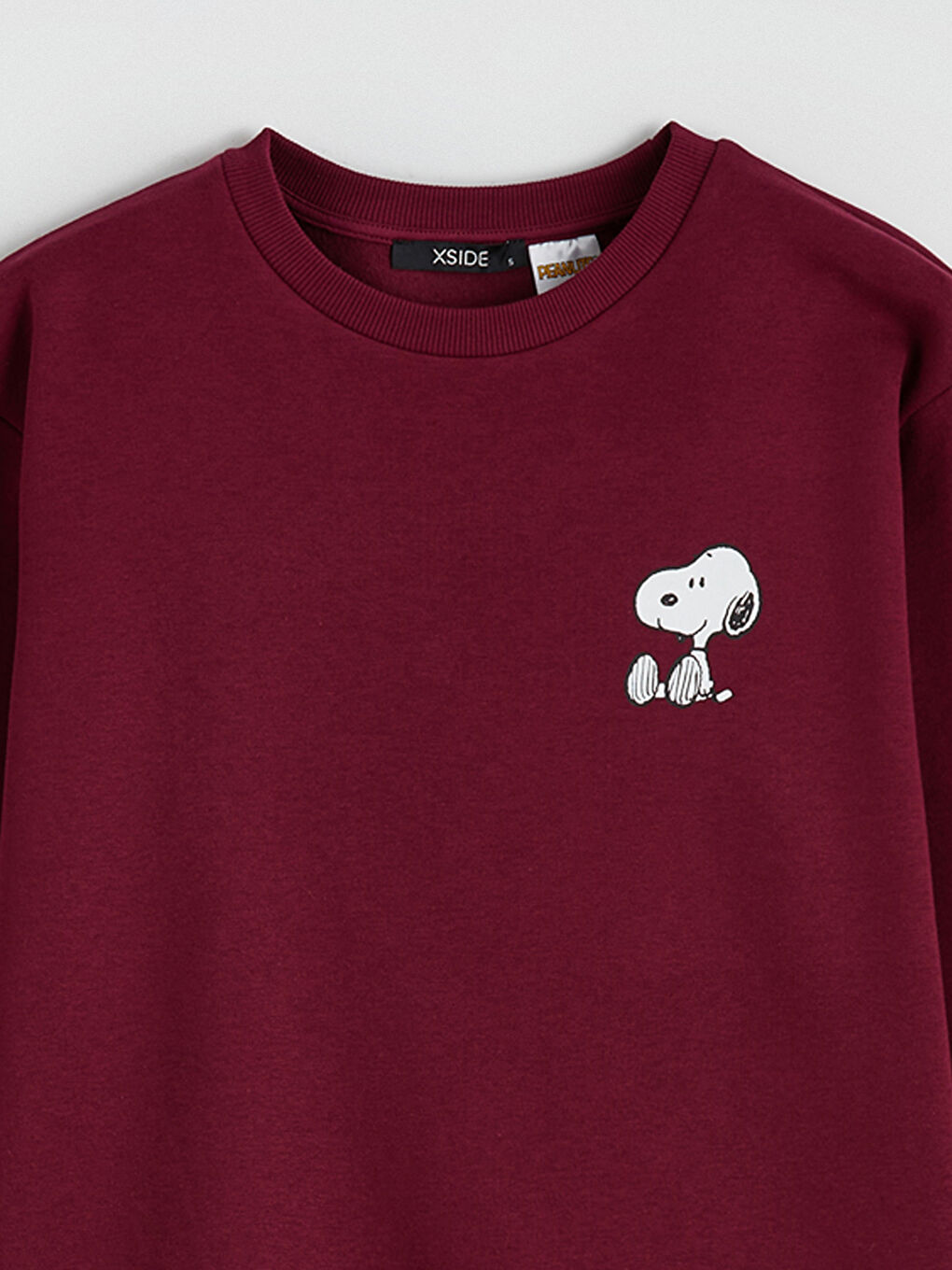 Bordo Snoopy Baskılı Oversize Kadın Kalın Sweatshirt-1