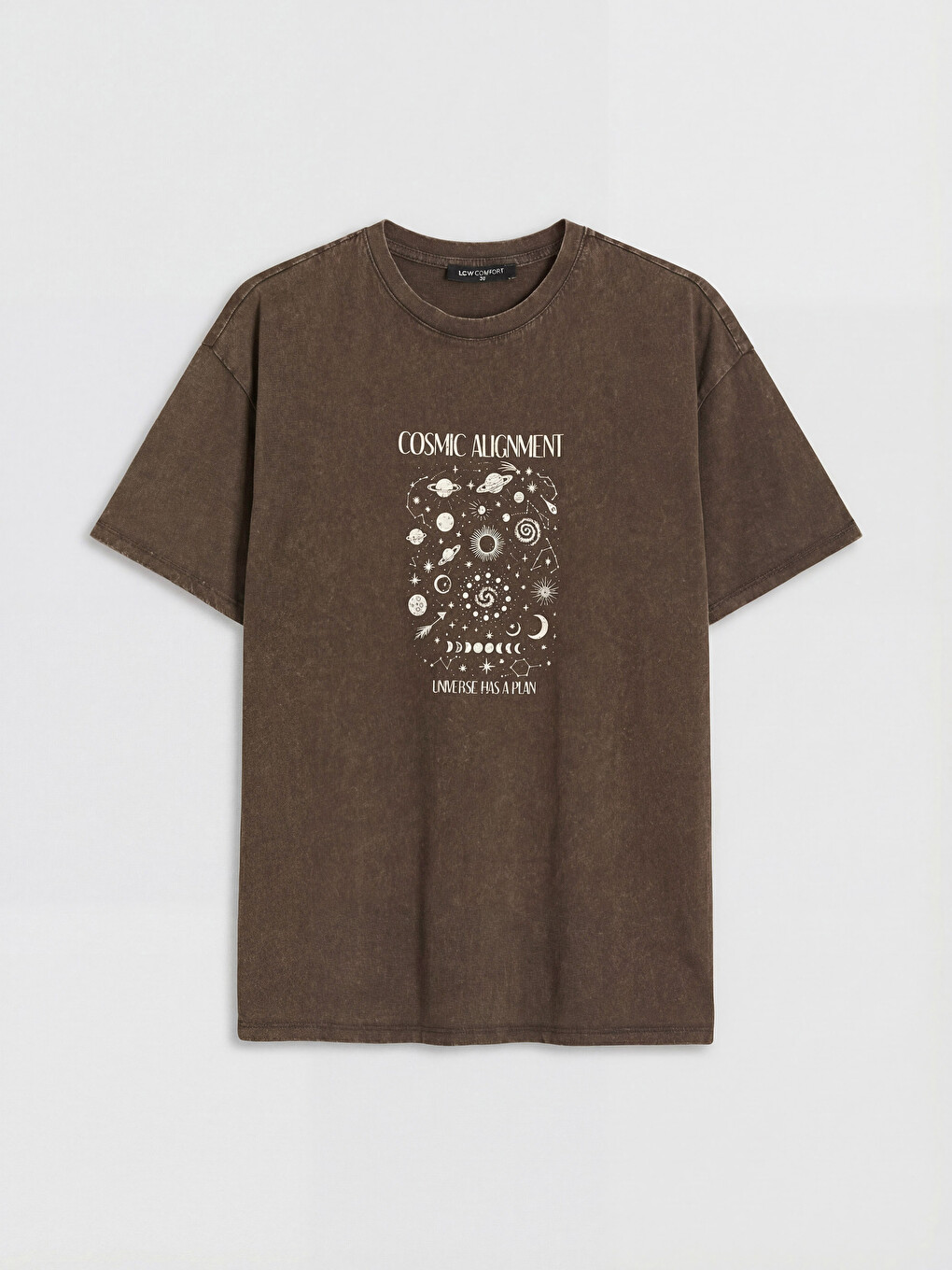 T-shirt e stampuar me jakë të rrumbullakët për gra-4
