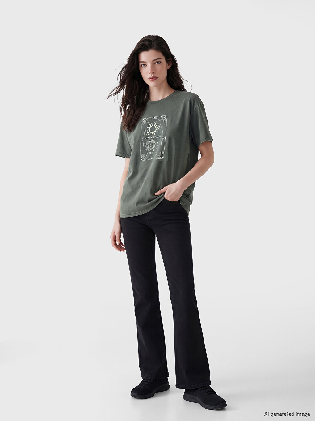 Crew Neck Printed Women's T-Shirt-1