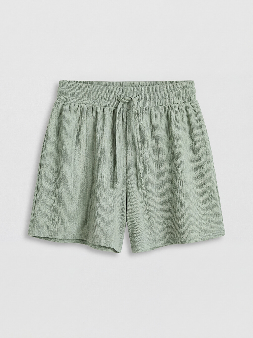 Shorts Femme Côtelés à Taille Élastique-3