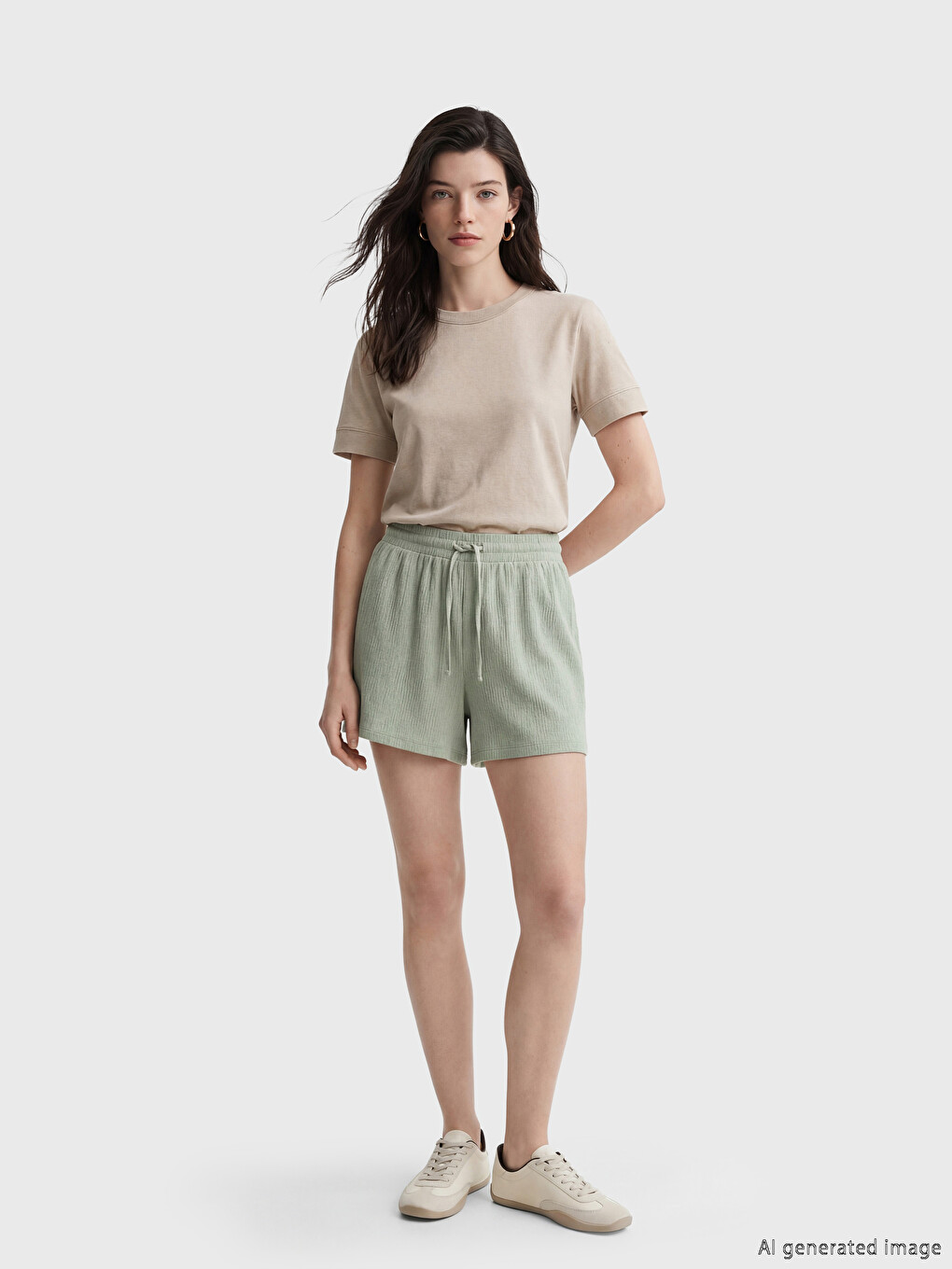 Shorts Femme Côtelés à Taille Élastique
