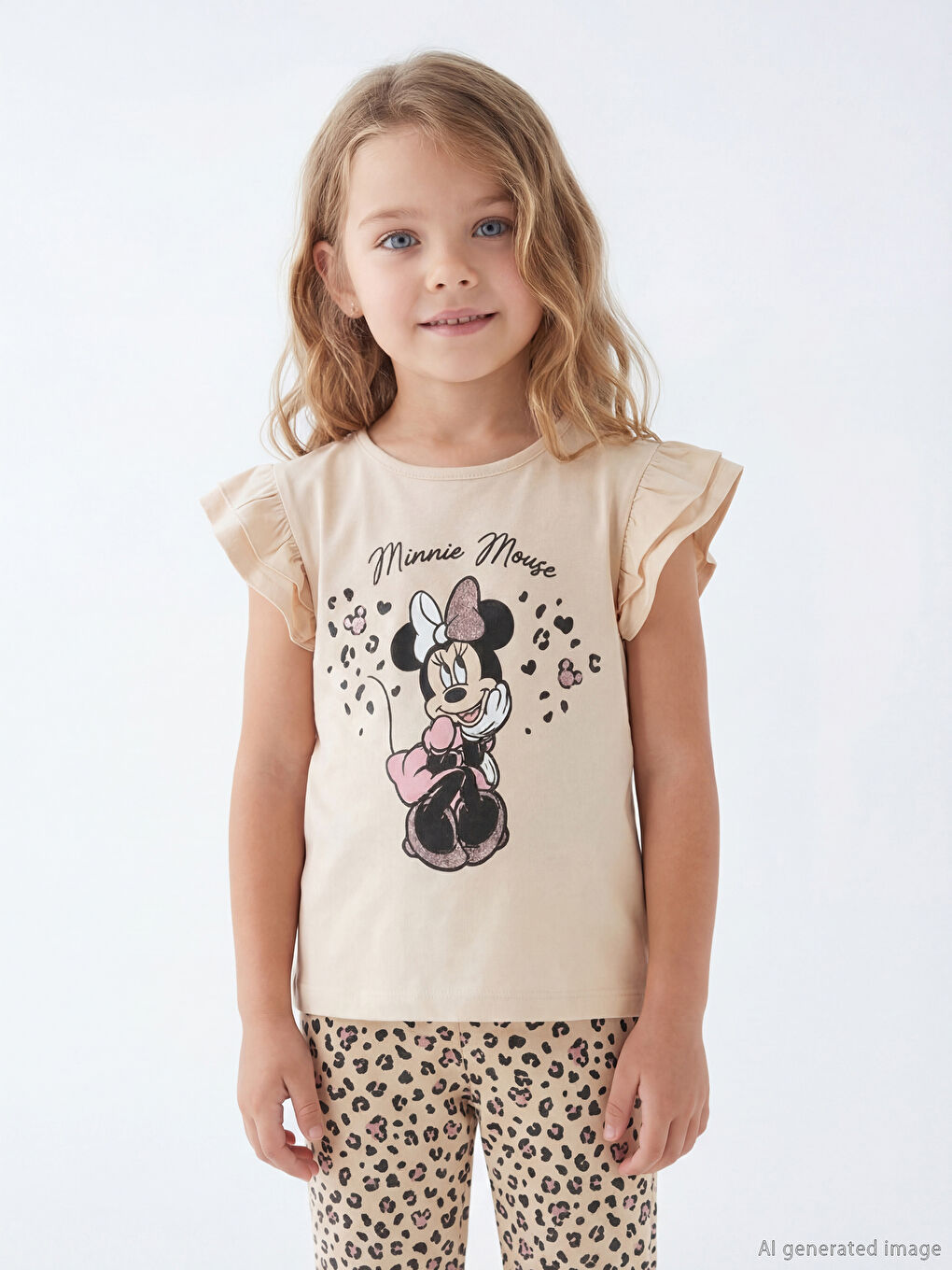 Блузка и леггинсы с принтом минни маус для девочек