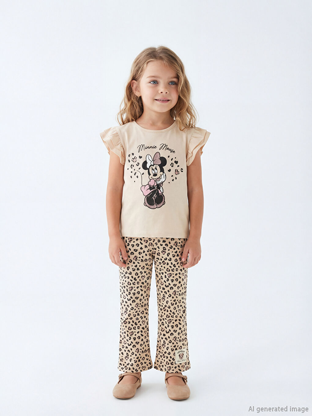Блузка и леггинсы с принтом минни маус для девочек-1