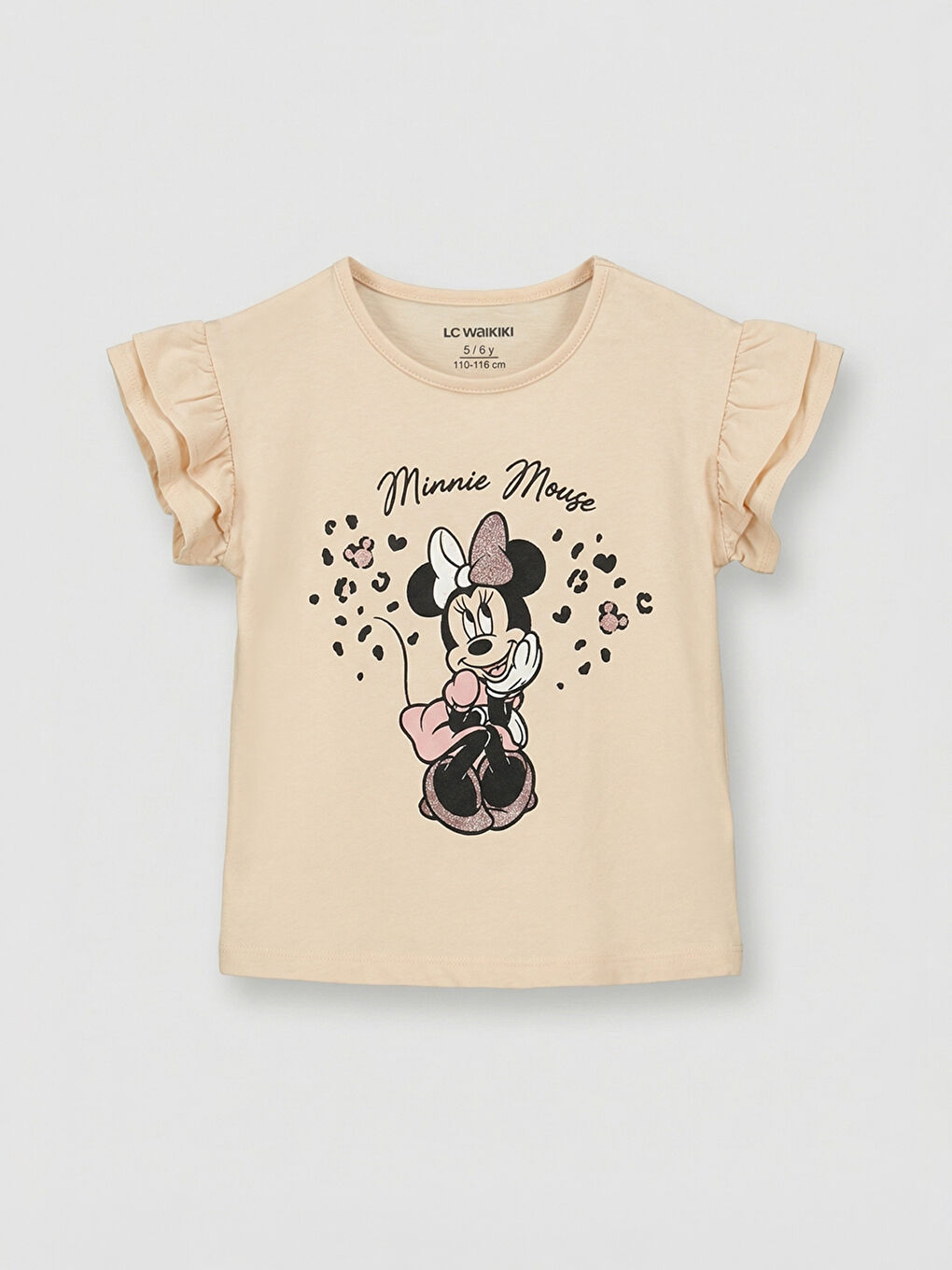 Bej Minnie Mouse Baskılı Kız Çocuk Bluz ve Tayt-1