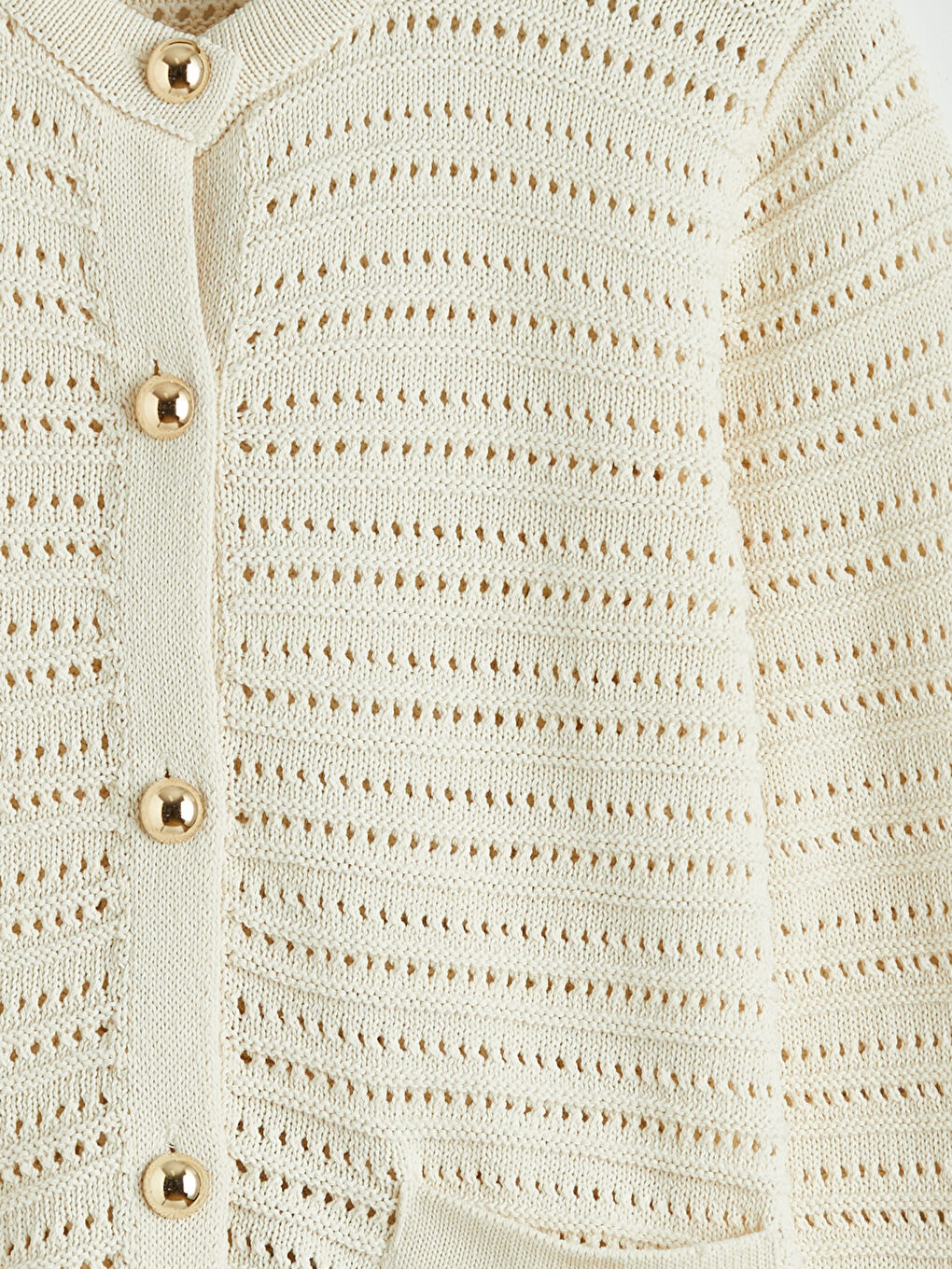 Crew Neck Openwork Women's Knitwear Cardigan-4