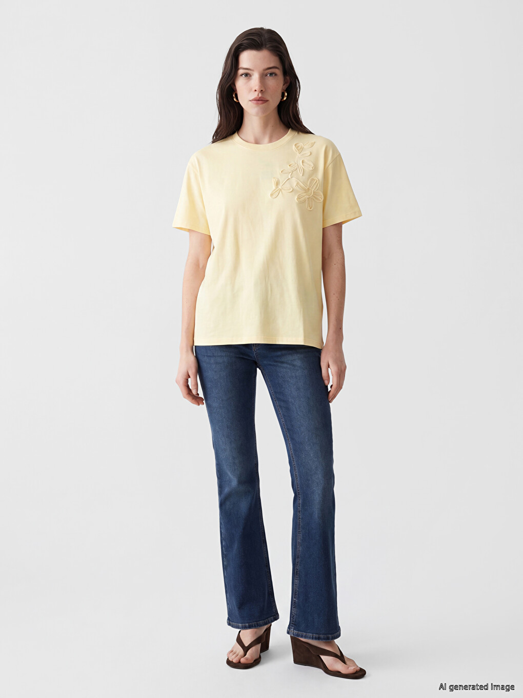 Embroidered 100% Cotton Women's T-shirt-1