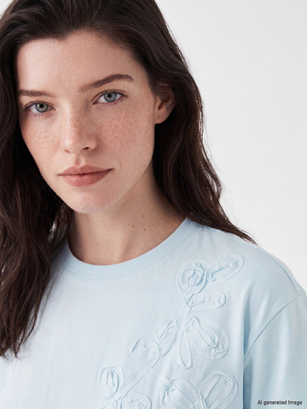 Embroidered 100% Cotton Women's T-shirt-2