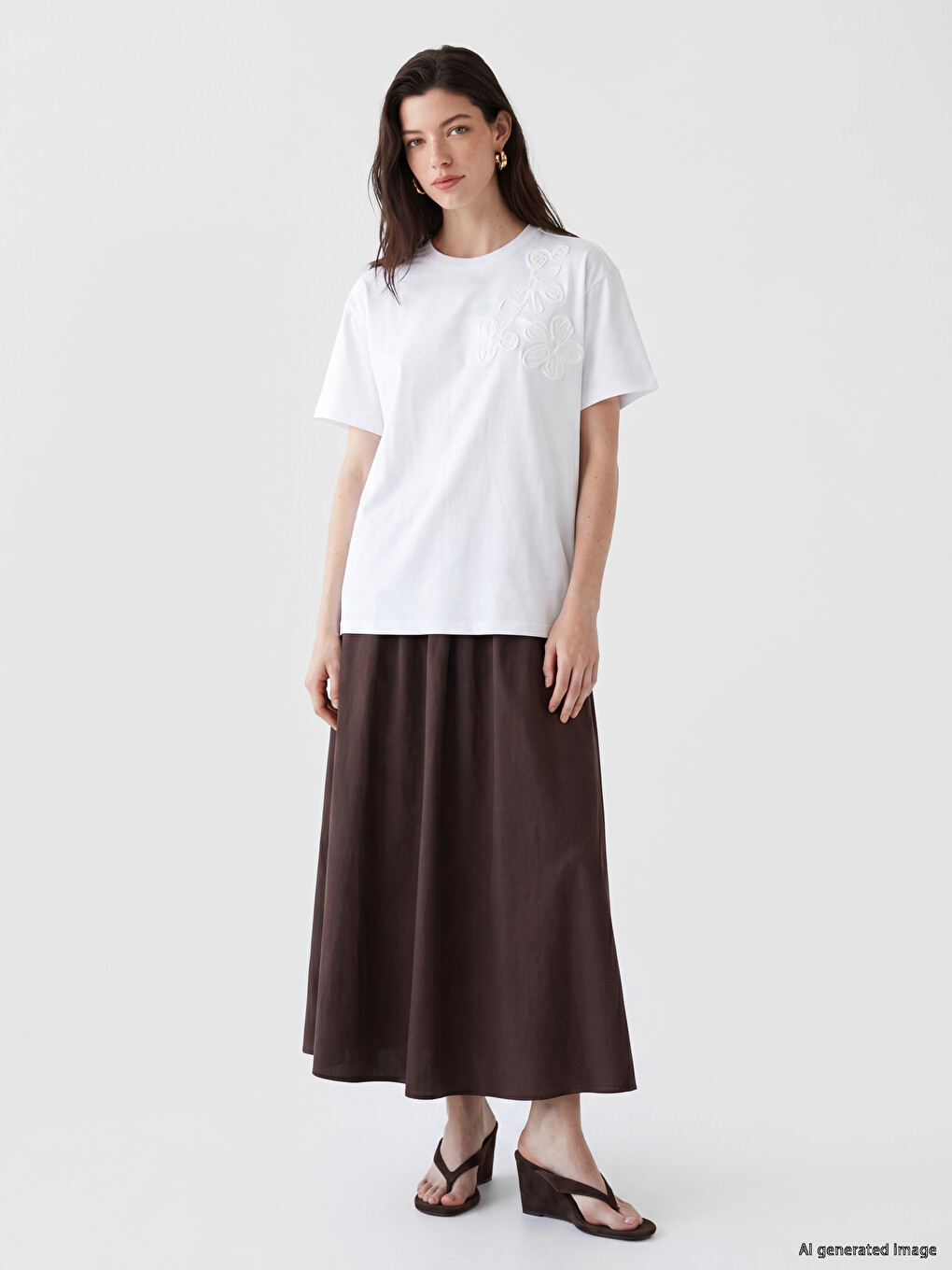 Embroidered 100% Cotton Women's T-shirt-1