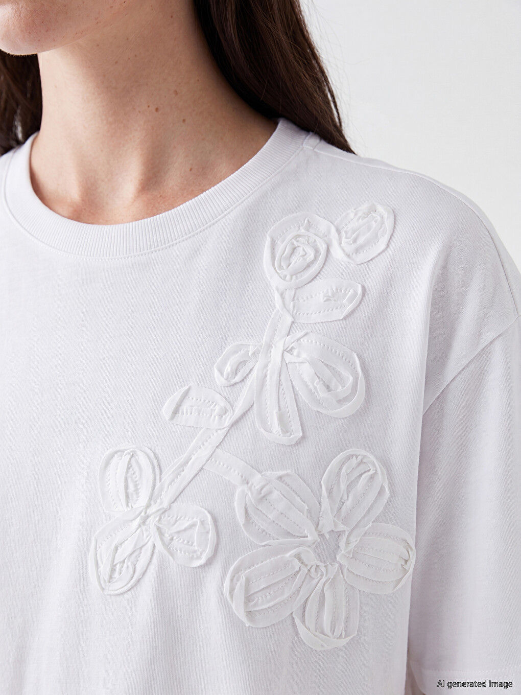 Embroidered 100% Cotton Women's T-shirt-2