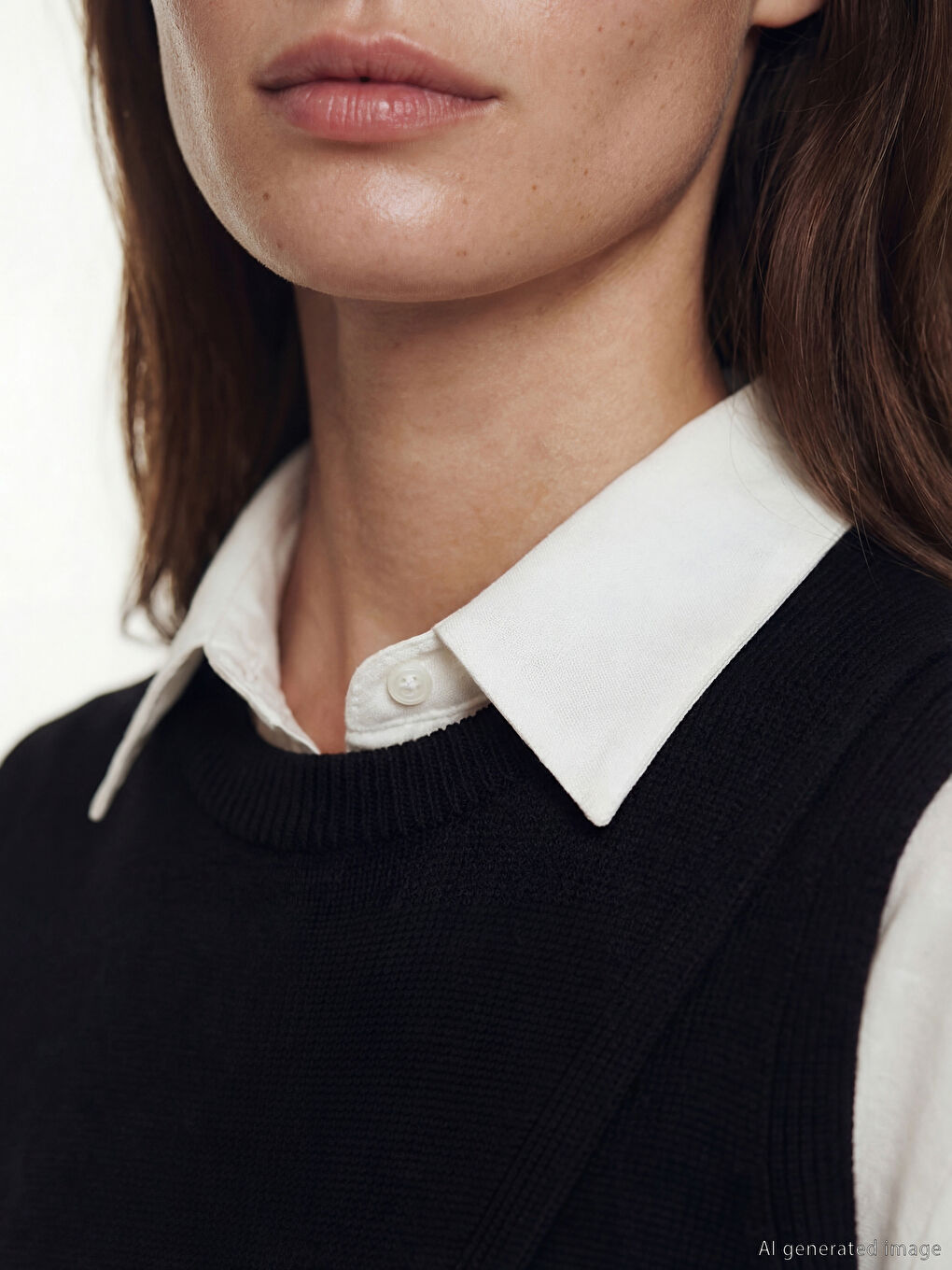 Siyah Bisiklet Yaka Kadın Triko Süveter-2