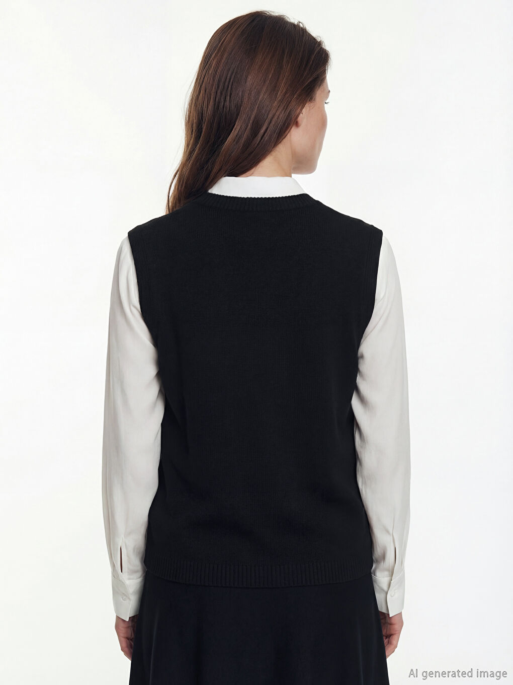 Siyah Bisiklet Yaka Kadın Triko Süveter-3