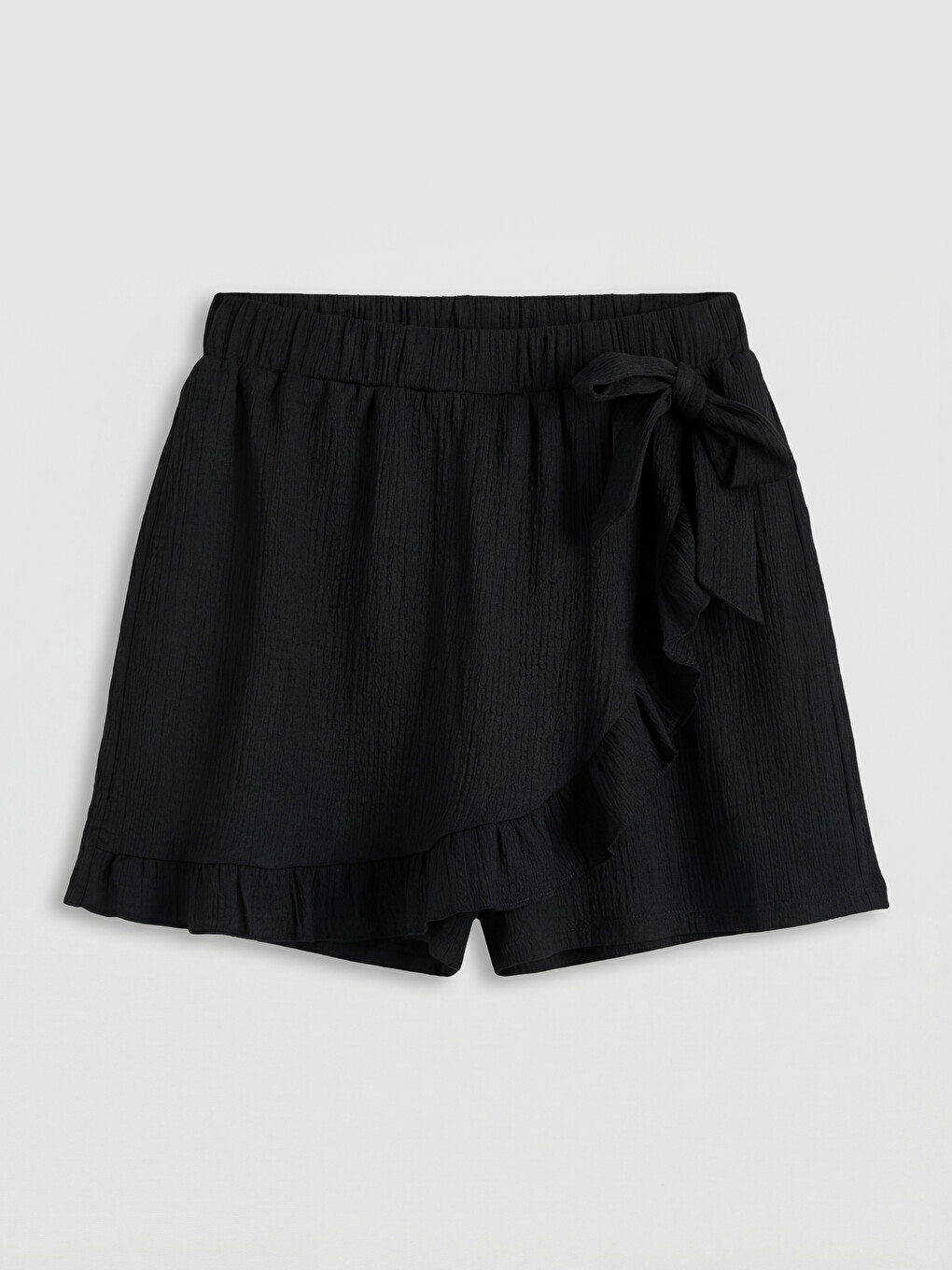 Pantaloni scurți cu talie elastică și șnur pentru femei-3