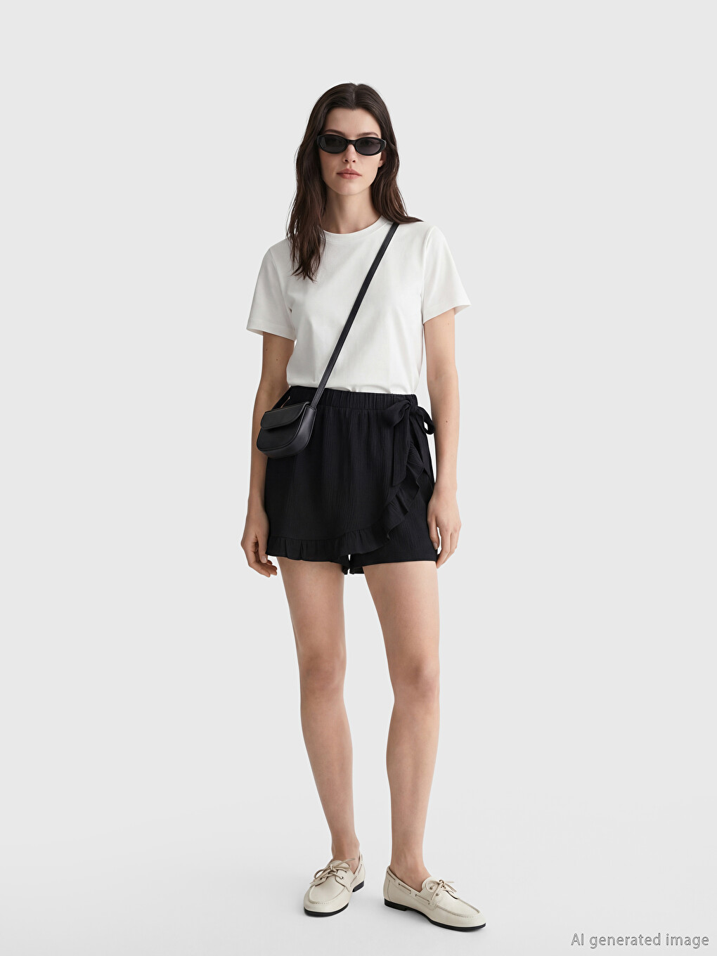 Pantaloni scurți cu talie elastică și șnur pentru femei
