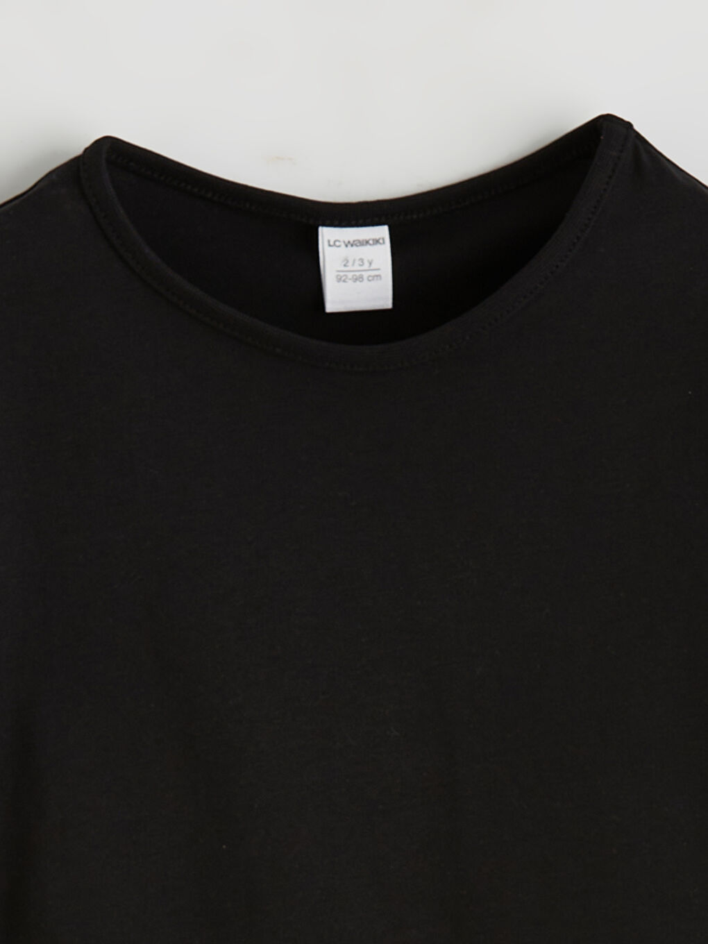 Siyah Bisiklet Yaka Kız Çocuk Tişört-1